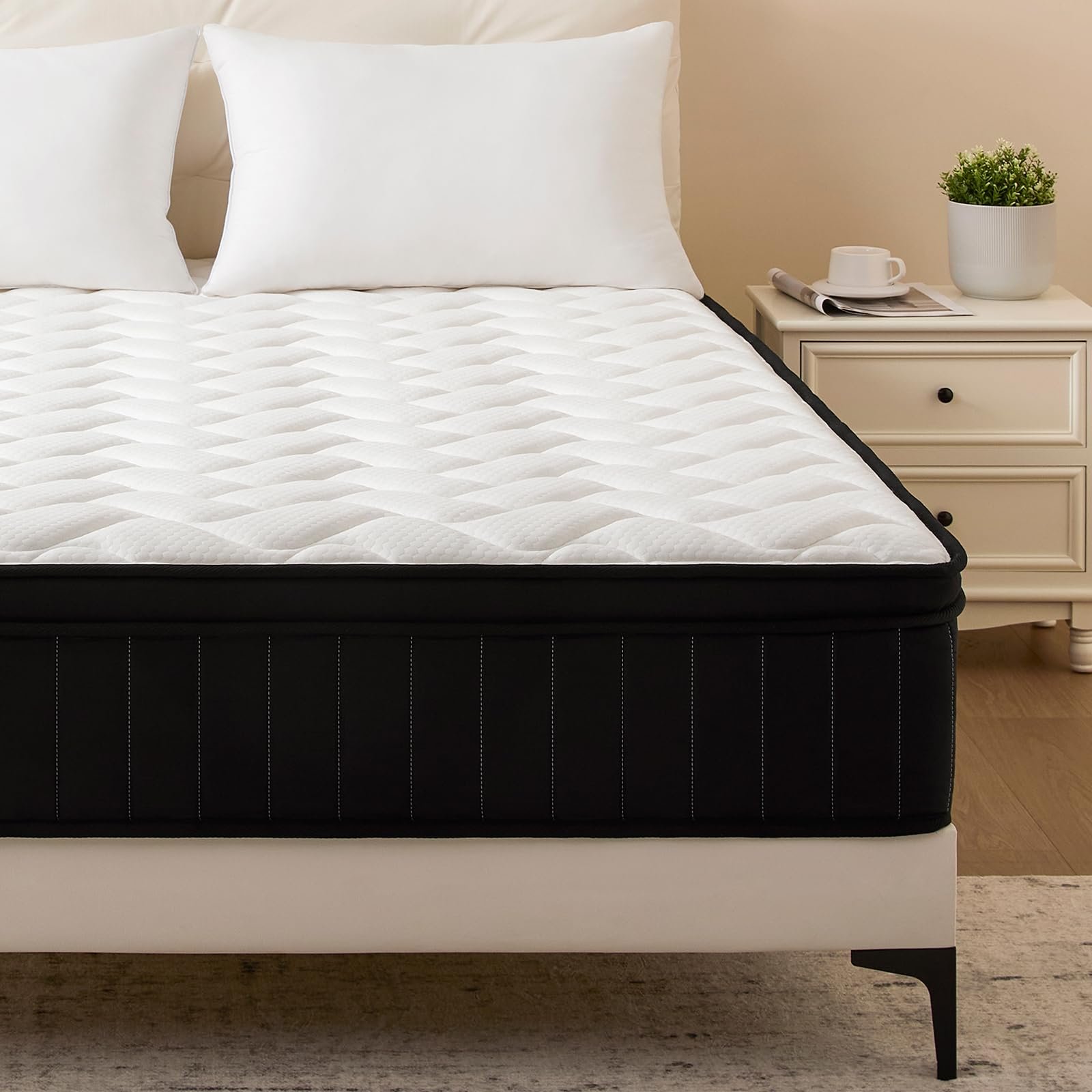 Moccona Queen Mattress 12 Inch Hybrid Mattresses with Memory Foam - Mattress in a Box with Individual Pocket Spring - Medium Firm Sleep Support Pressure Relief CertiPUR-US Certified 12 Inch Queen - Product Image