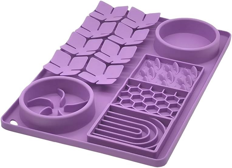 Evenco Slow Feeder Bowl, Silicone Lick Mat with Suction Cups for Dog Cat, Snuffle Mat for Pet Smell Training, Puzzle Toys for Bored Puppy, Interactive Sniff Mat for Slow Eating and Keep Busy, Purple - Product Image