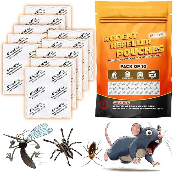 FineFix Rodent Repellent Pouches, 10 Pack Natural Peppermint Mouse Repellent Pouch, Rodent-Repelling Pouches Help Get Rid of Mice and Rats for Indoor and Outdoor Use in Home, Garage, RV, Barn, Boat - Product Image