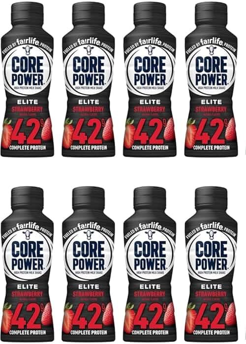 Core' Power' Elite Strawberry (8 Pack) High Protein Milk Shakes 42g - 14 Fl Oz Sports Nutrition - Product Image