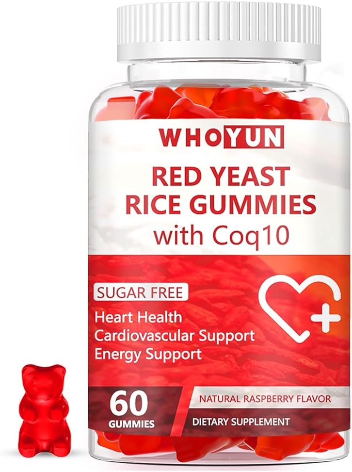 Whoyun Red Yeast Rice with Coq10 Gummies Sugar Free, Red Yeast Rice Supplement - Product Image