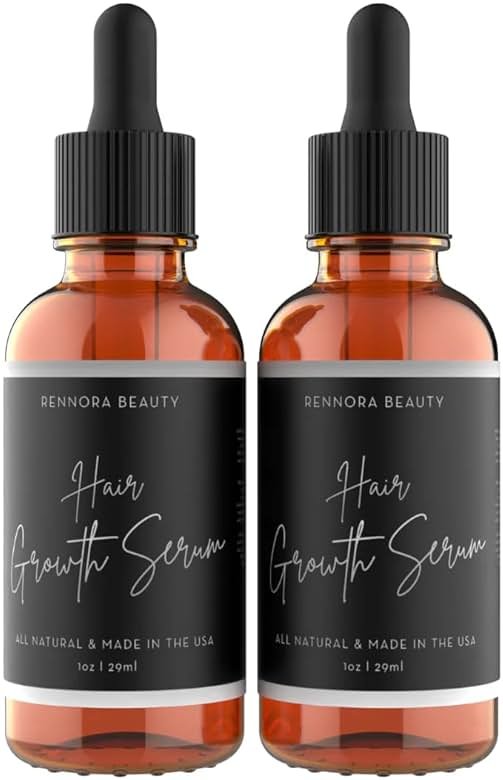 Rennora Hair Growth Serum with Organic Herbs and Natural Vitamins, Peppermint Oil, Stinging Nettle, and Rosemary Oil, No Chemicals, Formulated for Hair Regrowth (2 Pack - 60 Day Supply) - Product Image