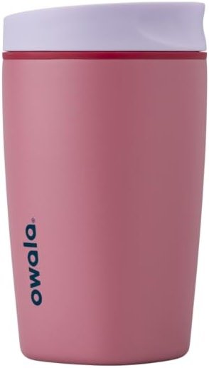 Owala SmoothSip Slider Insulated Stainless Steel Coffee Tumbler, Reusable Iced Coffee Cup, Hot Coffee Travel Mug, BPA Free 12 oz, Crochet Queen - Product Image
