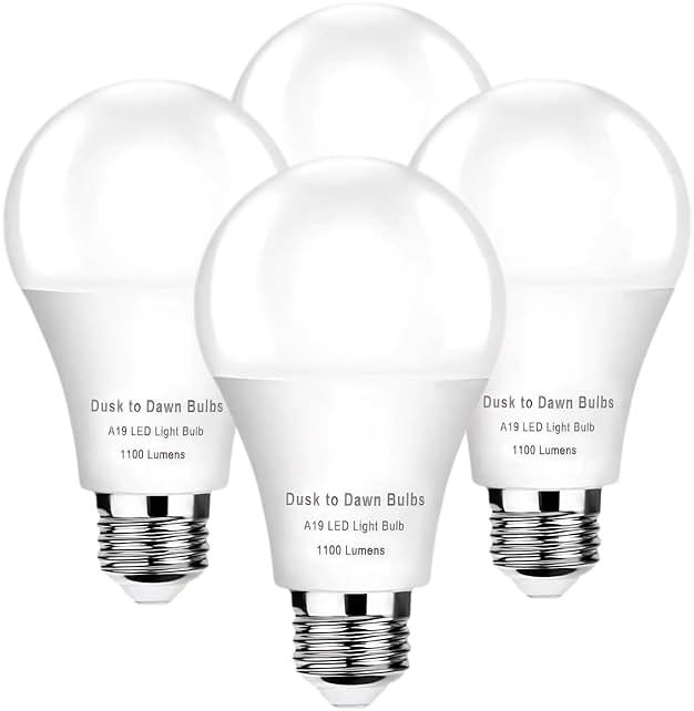 TSEXES 12W Motion Sensor Light Bulbs (100W Equivalent), 5000K Daylight, Motion Activated Light Bulb with Dusk to Dawn Sensor for Outdoor Patio Yard Porch, 4-Pack - Product Image
