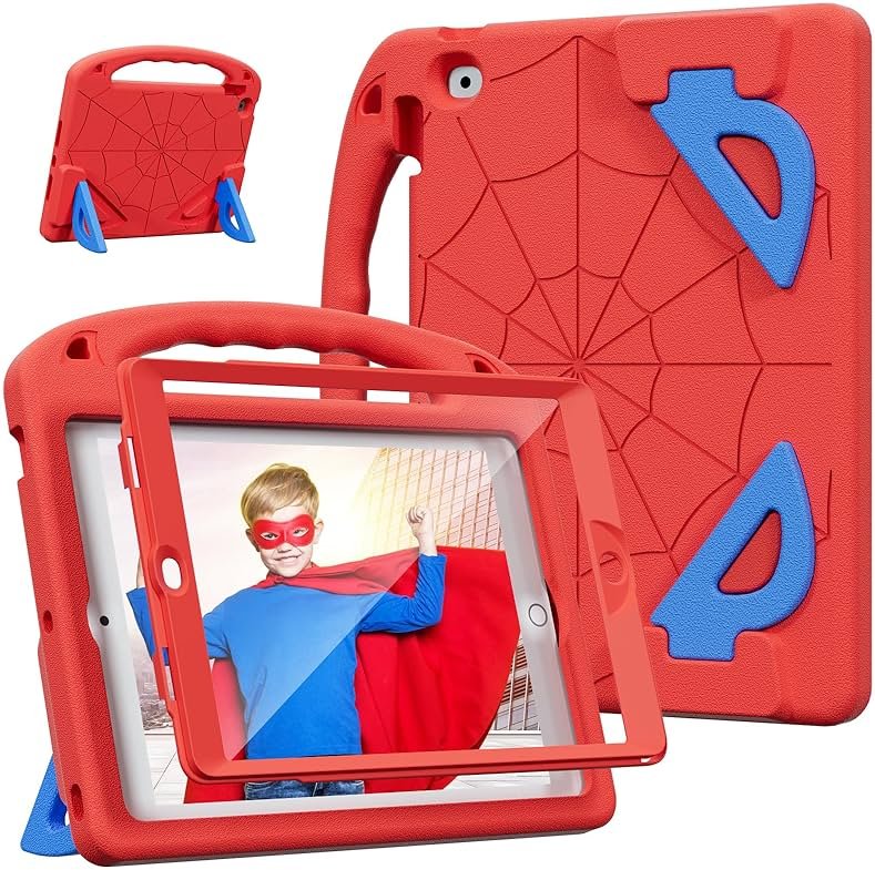 LKOOZO Kids Case for iPad 9th/8th/7th Generation (iPad 10.2 inch 2021/2020/2019), Shockproof Case with Screen Protector (Red) - Product Image