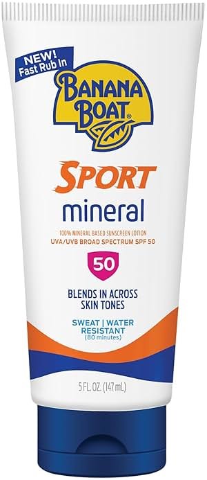 Banana Boat Sport Mineral Sunscreen SPF 50 Lotion, 5Fl Oz | Zinc Oxide Sunscreen Lotion, SPF 50 Sunblock, 5Fl Oz - Product Image