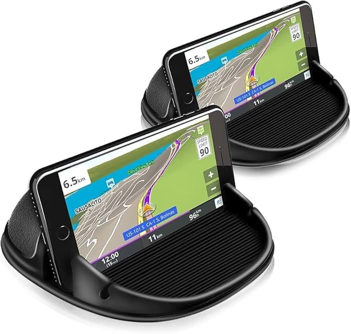 Loncaster 2 Pack Dashboard Car Phone Holder Mount, Universal Cell Phone Automobile Cradles Ultra Stable Slip Free Hands Free Car Accessories Compatible for iPhone, Most Smartphones and GPS - Product Image