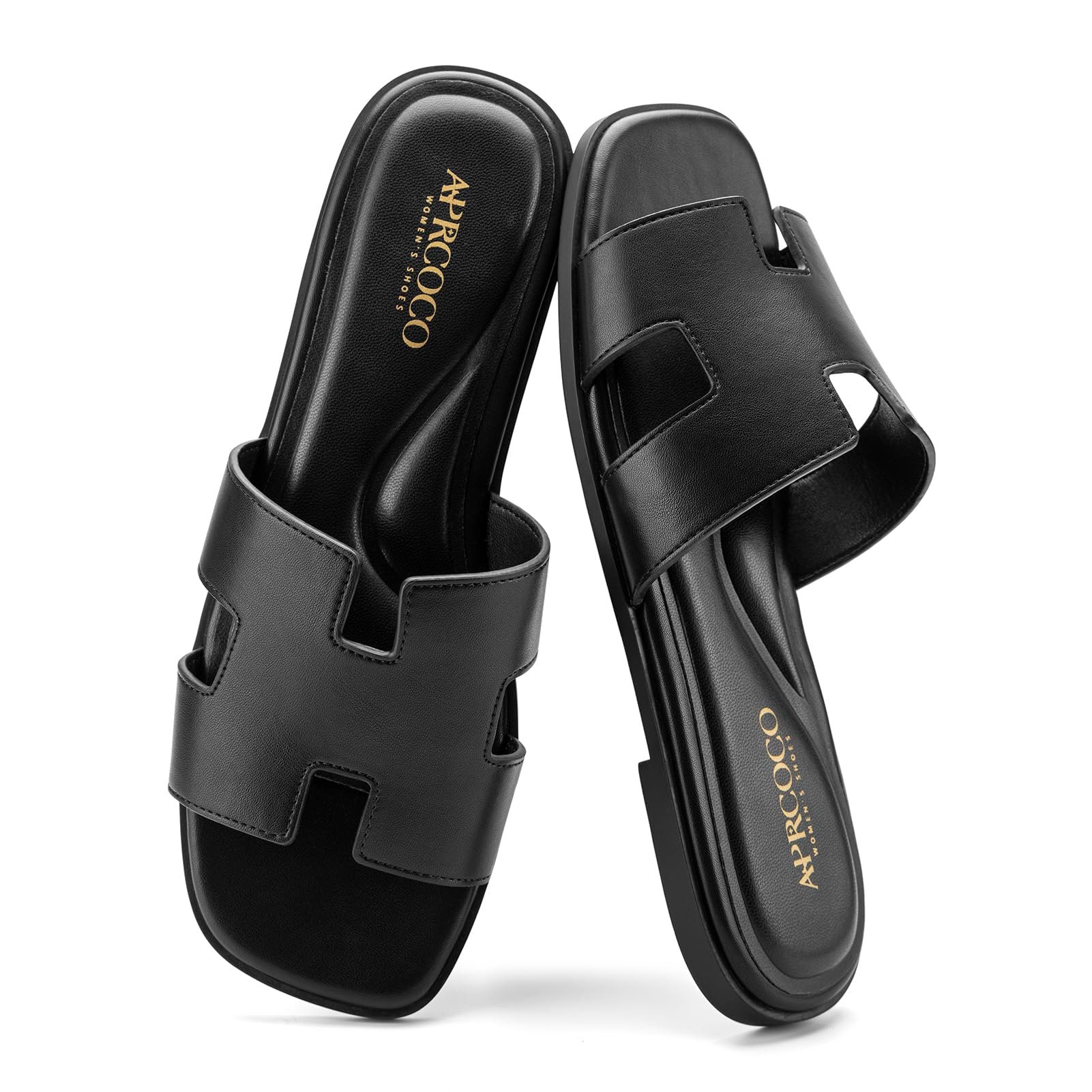 AprCoco Women's Flat Sandals Dressy Classic H-Band Flats Sandals Summer Beach Vacations Slide Sandals - Product Image