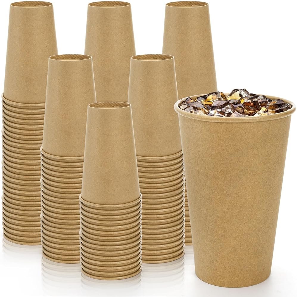 Nagpew 180 Pack 16 Oz Paper Coffee Cups, Kraft Disposable Brown Paper Cups, Unbleached Leak-proof Hot Drink Cup Water Beverage Juice Drinking Container for Home, Party, Office, Cafe - Product Image