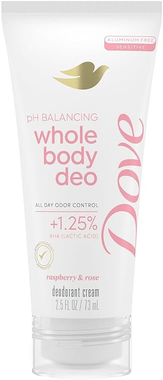 Dove Whole Body Deodorant Aluminum Free pH Balancing Cream Raspberry & Rose for 72h Odor Control 2.5 Oz - Product Image