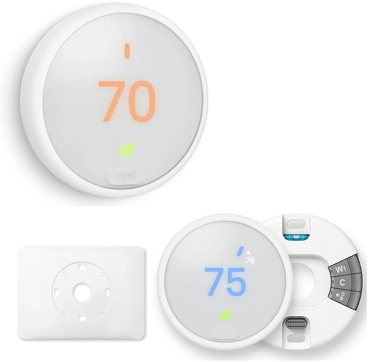 Google Nest Thermostat - Programmable Smart Learning Thermostat with Easy Installation and Trim Kit Bundle, White - Product Image