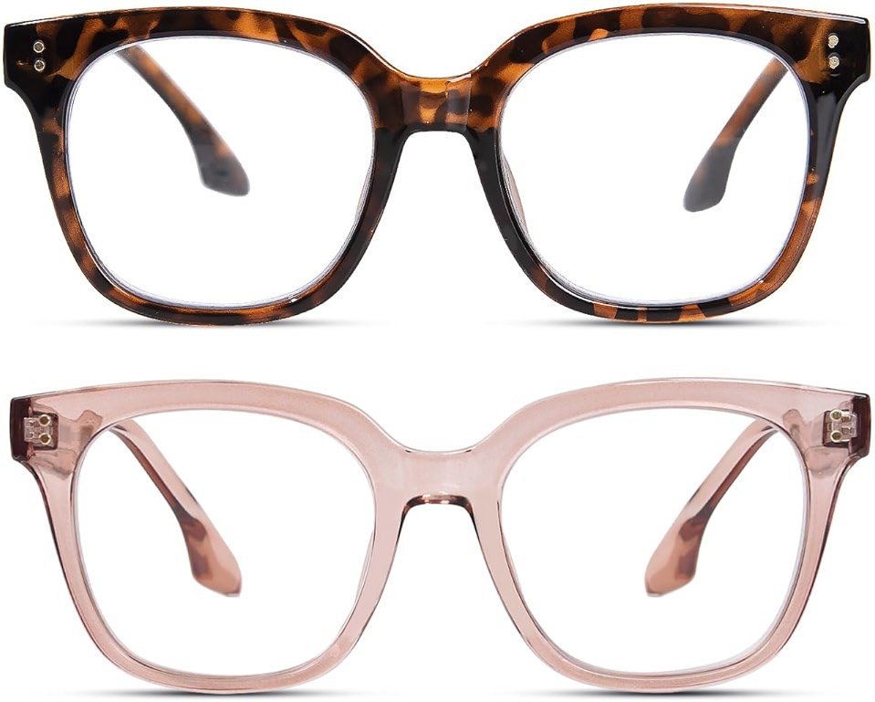 ZESAKER Oversized Reading Glasses for Women Men Large Frame Square Blue Light Blocking Computer Readers Spring Hinge - Product Image