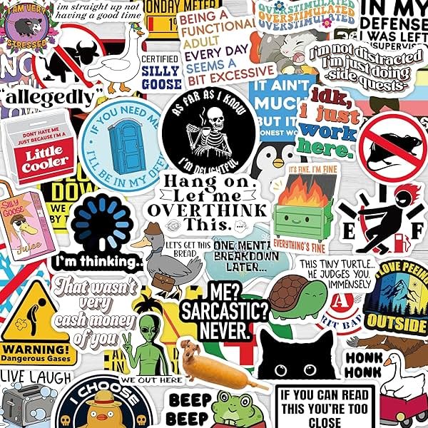 200 Pcs Funny Stickers for Adults (Dirty) by Puraesla - Meme Water Bottles Sticker Pack Waterproof Cool Accesory for Laptop, Hard Hats, Sarcastic, Scrapbooking Decals - Product Image