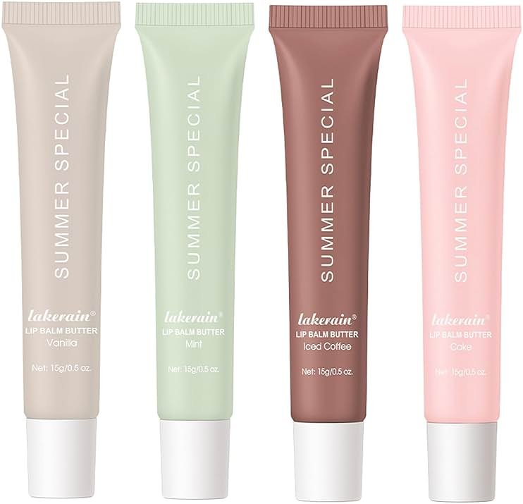 4 PCS Lip Butter Balm - Ultra-Hydrating, Nourishing Lip Care with Natural Ingredients, Shea Butter & Olive Oil, Soothes & Softens Dry Lips (4PCS, 0.5 Fl Oz (Pack of 4)) - Product Image