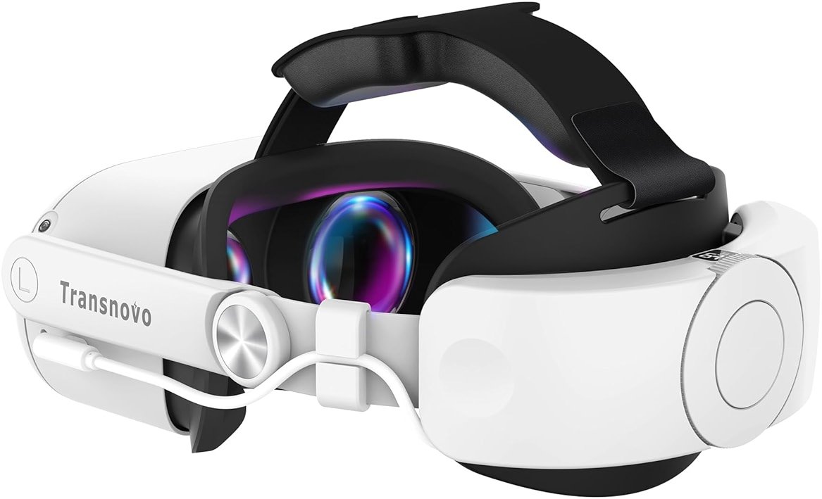 TRANSNOVO Compatible with Oculus Quest 2 6000mAh Battery Head Strap, One-Button Retractable Design,Quest 2 Accessories for Meta Quest 2 Head Strap - Product Image