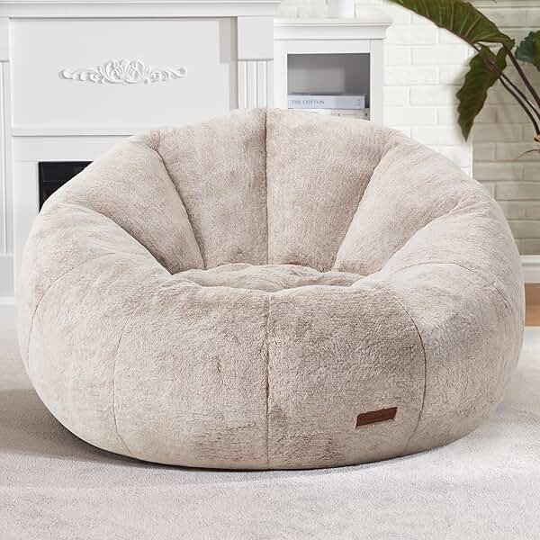 Hobestluk Bean Bag Chairs Large Bean Bag Couch for Adults Stuffed Sofa Chair Comfy Giant Bean Bag Chair with Spacious Design for Reading, Playing or Relaxing (Brown) - Product Image