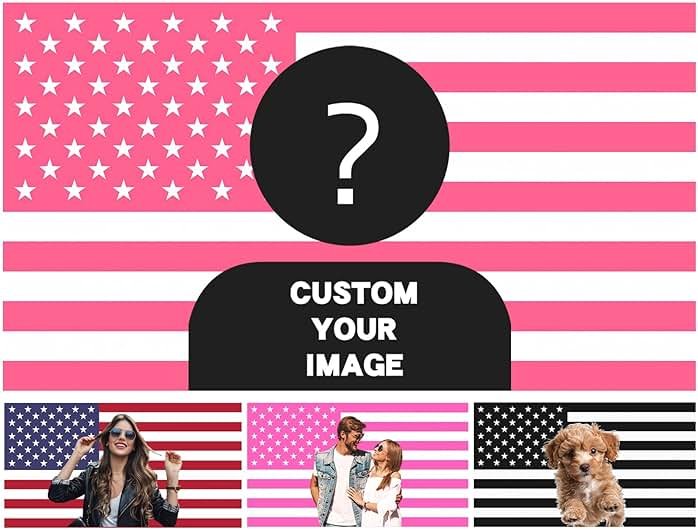 Custom American Flag 3x5 Ft - Pink American Flag Customizable Design Your Photo Personalized Tapestry Banner Bedroom Decoration - Product Image