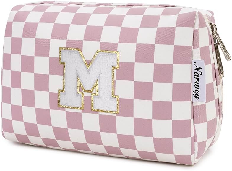 Narwey Graduation Gifts for Teen Girls Kids Tween, Initial Makeup Bag, Trendy Stuff 6-18 Years Old, Personalized Monogram Travel Cosmetic Bag, Birthday Teacher Bridesmaid Mom Gifts for Women (M) - Product Image