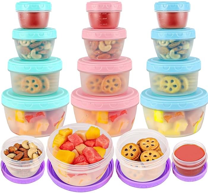 16PCS Food Storage Containers with Lids, Meal Prep Reusable Kids Lunch Containers, Dishwasher Safe & BPA Free Plastic Snack Salad Dressing Containers to go With Leak-Proof Screw-On Top for Lunch - Product Image