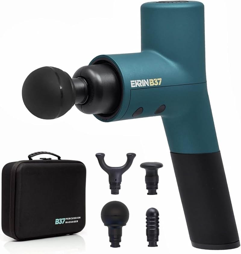 Ekrin Athletics B37v2 Massage Gun - Deep Tissue Massage with High-Powered Brushless Motor - Ergonomic Back Massager for Pain Relief - 5 Speeds, 4 Attachments - Ultra Quiet Hand-Held Massager - Product Image