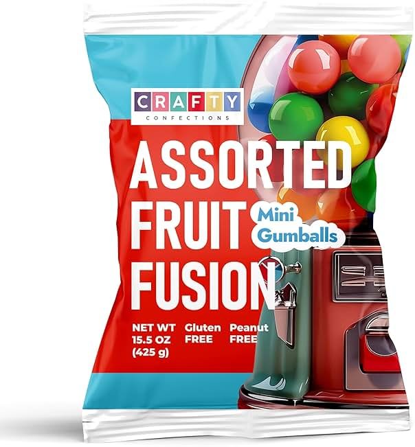 Gumballs for Gumball Machine Refills -Assorted Fruit Flavored Gum Balls - 0.5" Mini Bubble Gum - Bulk Gum Bag 15 OZ - Chewing Gum for Kids - Double Bubble Gumball - Product Image