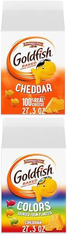 Goldfish Cheddar Cheese Crackers, 27.3 oz Carton and Goldfish Colors Cheddar Cheese Crackers, 27.3 oz Carton - Product Image
