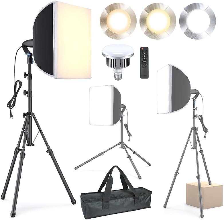 LINCO Lincostore Softbox Photography Lighting Kit with Professional 85W LED Bulbs, Studio Lights for Photography/Video Recording/Live Streaming (16'' x 16'' Professional Softbox Lighting Kit) - Product Image