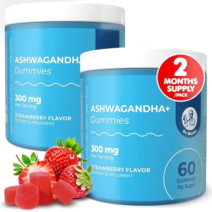 DR. MORITZ Ashwagandha Gummies for Calm, Relaxation, and Immune Support - Ashwagandha for Women and Men - with L-Theanine - Sugar Free and Non-GMO (120 Count) - Product Image