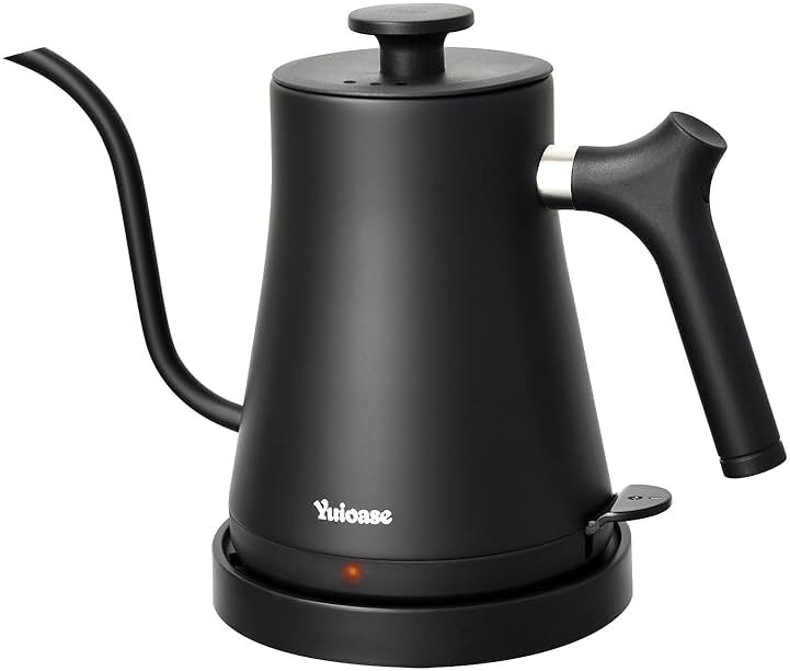 Electric Gooseneck Kettle, 304 Stainless Steel Coffee Kettle, Auto Shutoff Anti-dry Protection, Classic Pour-over Coffee & Tea,Matte Black 1.0L-1200W Fast Boiling Water Boiler by YUIOASE - Product Image