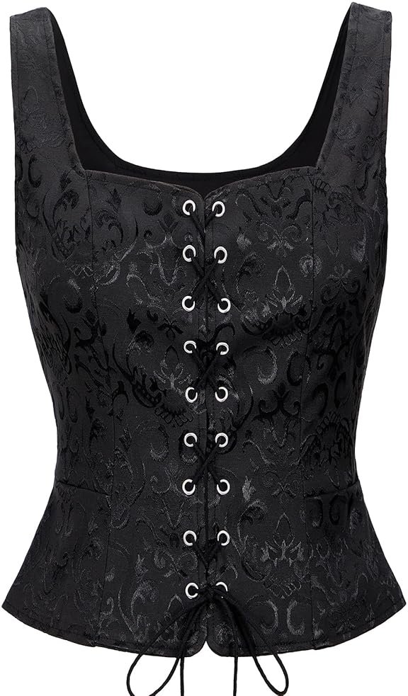 Zando Women Renaissance Corset Vest Pirate Costumes Viking Medieval Corset Top - Product Image