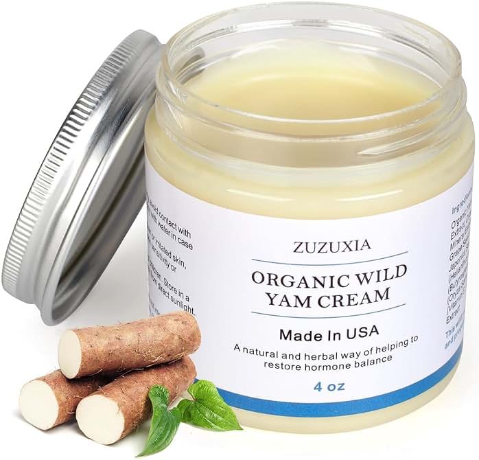 Zuzuxia 4OZ Organic Wild Yam Cream for Women Balance Support | Unscented Plant-Based Hypoallergenic Fast Absorbing Non-Greasy Deep Hydration Non-GMO Paraben-Free Wild Yam Cream - Product Image