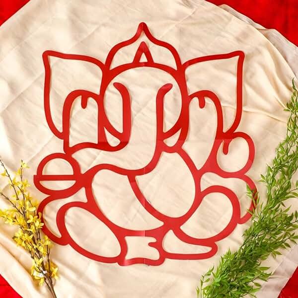 Desi Favors Red Huge Lord Ganesh Cutouts | Indian DIY Backdrop Decorations | Ganapati Pooja Backdrop Decoration | Indian Goodes Cultures Events | Traditional Cutout | 27x23 inch (Pack of 2) - Product Image