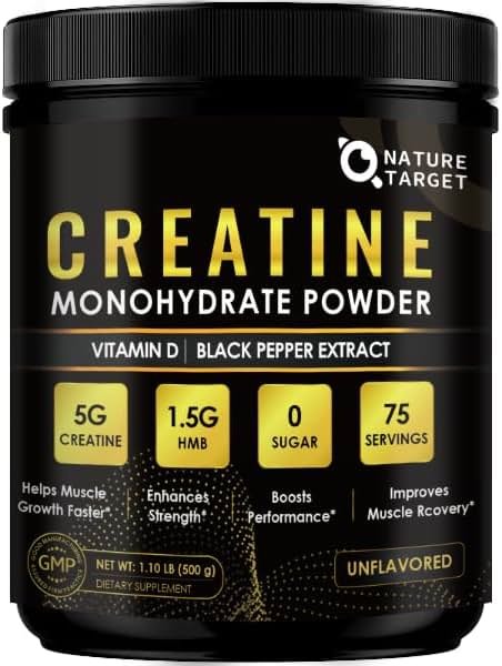 Micronized Creatine Monohydrate for Women and Men, Creatine Powder for Men-Women for Improve Performance and Strength, Support Muscle Growth and Workout Recovery, 6.5g per Servings, 75 Servings - Product Image