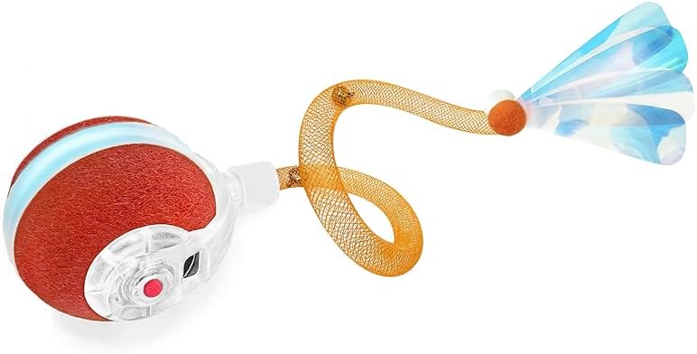 Jkanti Interactive Cat Toys for Indoor Cats,The 3rd Generation Agile Moving Cat Ball with Elastic Mesh Tail,Automatic Kitten Toys for Bored Indoor Cats,Motion Activated (Orange) - Product Image