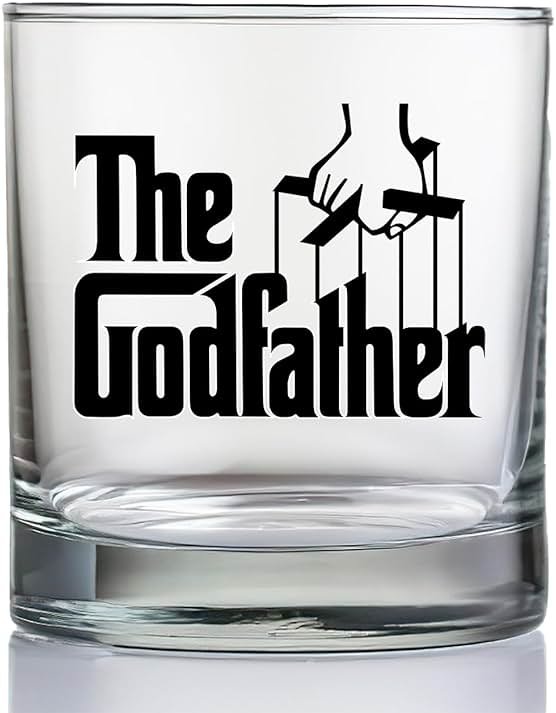 The Godfather Printed Rocks Whiskey Glass - Officially Licensed, Premium Quality, Handcrafted Glassware, 11oz. - Perfect Collectible Gift for Movie Enthusiasts, Birthdays & Special Occasions - Product Image