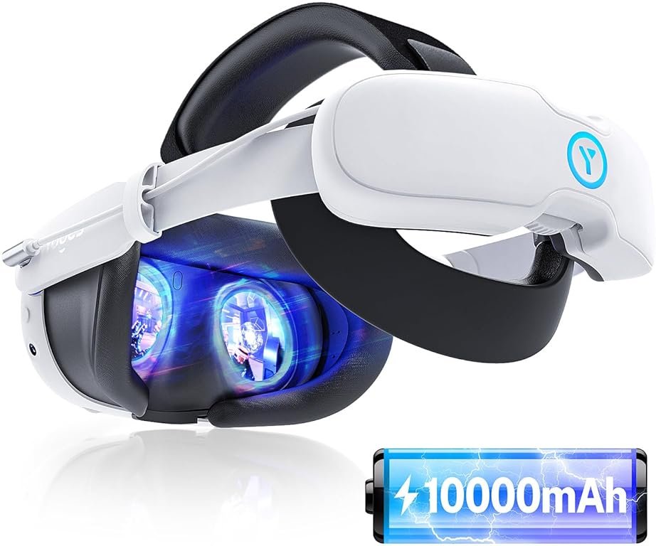 YOGES 10000mAh Battery Head Strap Compatible with Meta Quest 3S & Quest 3, Detachable Magnetic Battery, Rechargeable Headstrap to Extend Playtime for VR Headset Compatible with Meta Quest 3S - Product Image