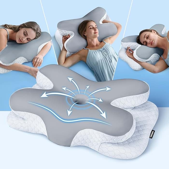 Osteo Enjoy Pain Relief Sleeping Cervical Neck Pillow, Ergonomic Contour Zoned Fits Side Sleeper, Non-Temperature Affected Memory Foam Pillows, Q-max Cooling Pillow Support Back Stomach Sleepers - Product Image
