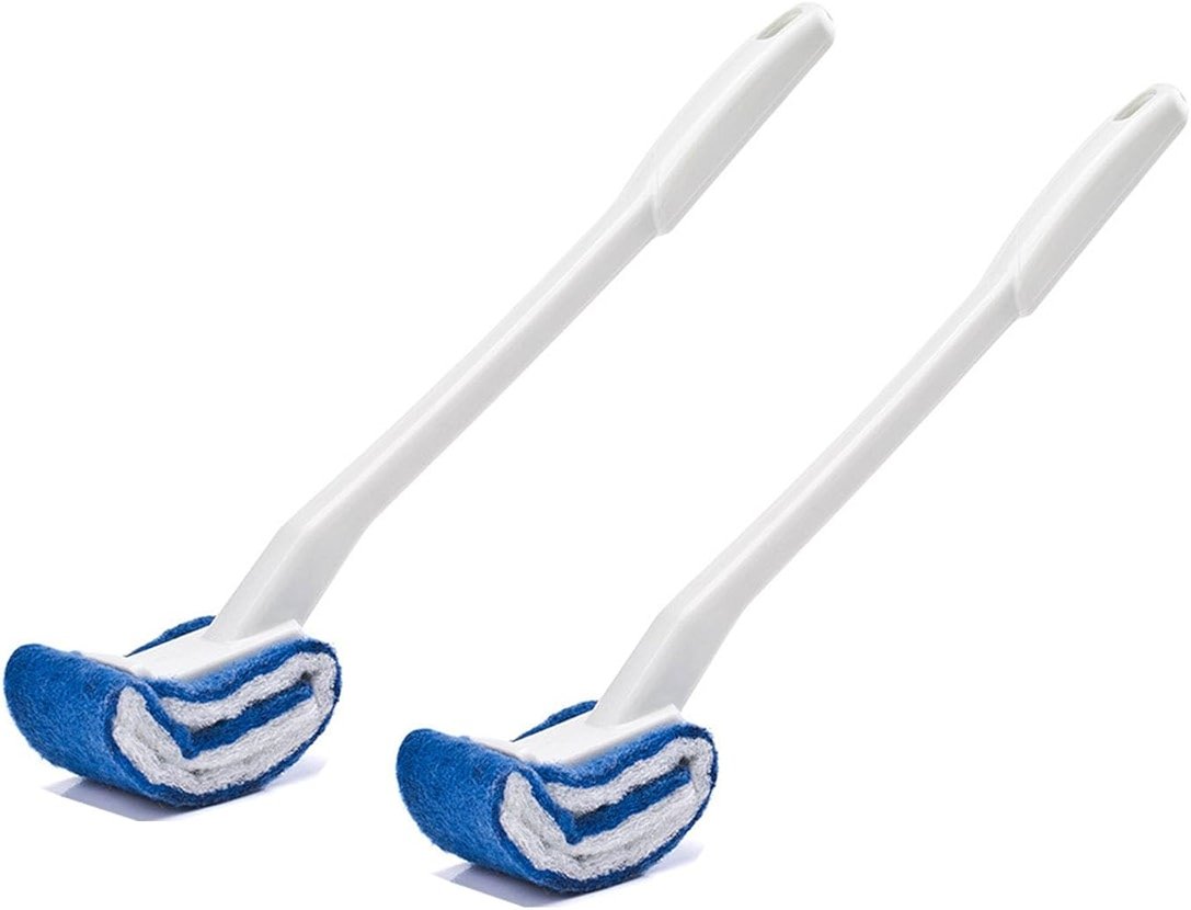 Toilet Brush Bowl Brush Bathroom Brush Under Rim Toilet Brush Scracth-Free Curved Good Grip Easy to use deep Cleaning No Scratching, Anti-Splashing Easy to Store (2pc White) - Product Image