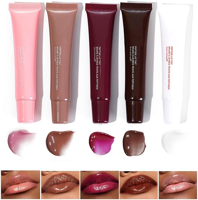 5 Colors Mirror Lip Glaze, Plumping Hydrating Gloss, Long-Lasting Moisturizing Non-Sticky Oil, Quick Full Lip Color - Product Image