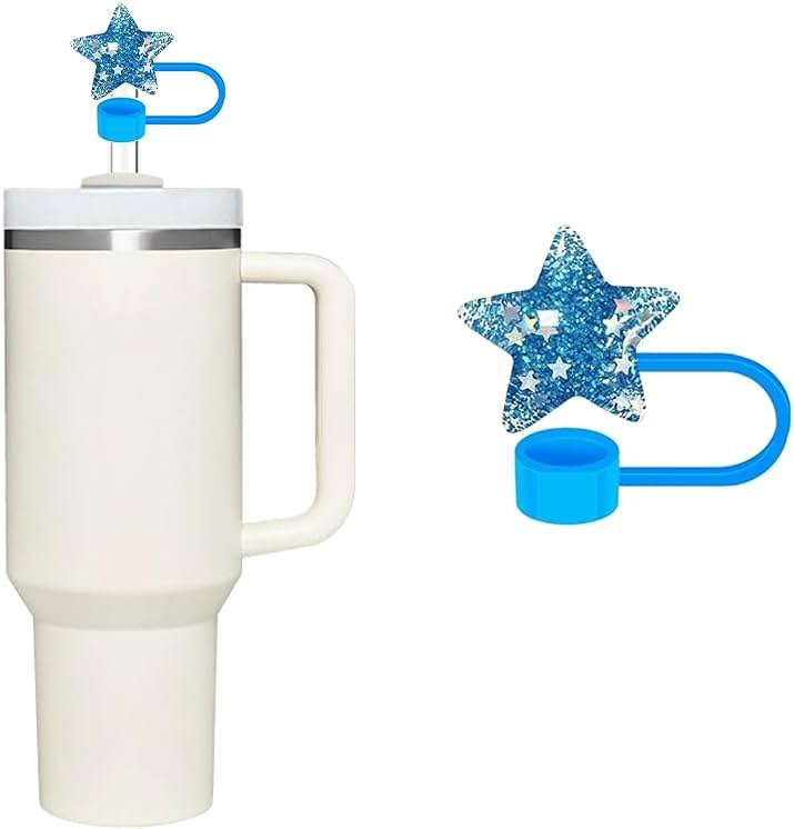 Blue Star Silicone Straw Cover for Stanley 40&30 Oz Cup - 10mm Straw Covers Cap for Stanley Cup Accessories - Product Image