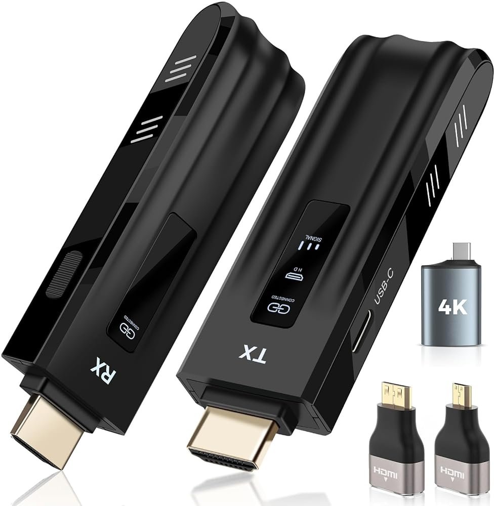 Beyn Wireless HD Transmitter and Receiver,2026 Upgraded LED Display,4K Decode & 1080P Output,Plug and Play Wireless HD Extender,Compatible with PC/Laptop/Camera/HDTV/Projector/TV Box - Product Image