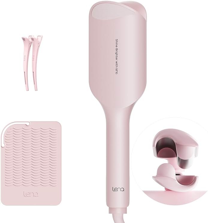 Waver Curling Iron Lena S12 Beach Waver Curling Wand, Hair Tool with 2 Barrels, Anti-Scald Protection, Adjustable Time & Temps, Dual Voltage, Titanium Coating for Effortless, Long-Lasting Waves - Product Image