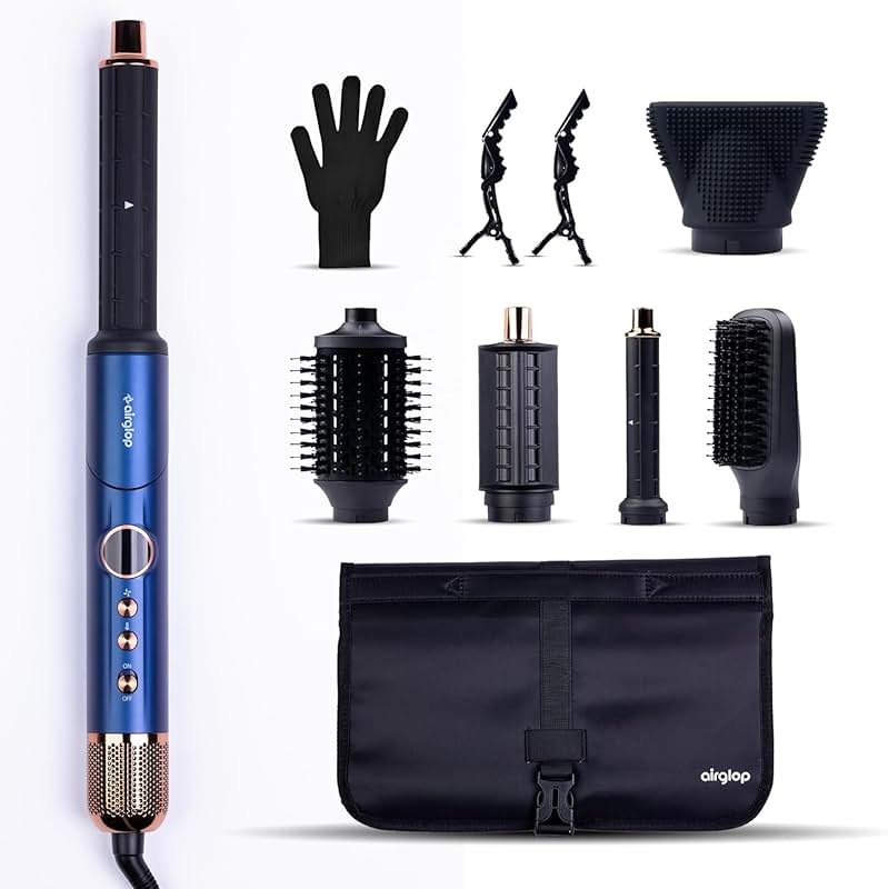 Hair Dryer Brush 6-in-1 Air Styler – Fast-Drying 110,000 RPM Ionic Blow Dryer with Straightener & Curler Attachments, Hair Styling Tools, Multi-Styler with Auto-Wrap Curlers, Best Gift for Girl/Women - Product Image