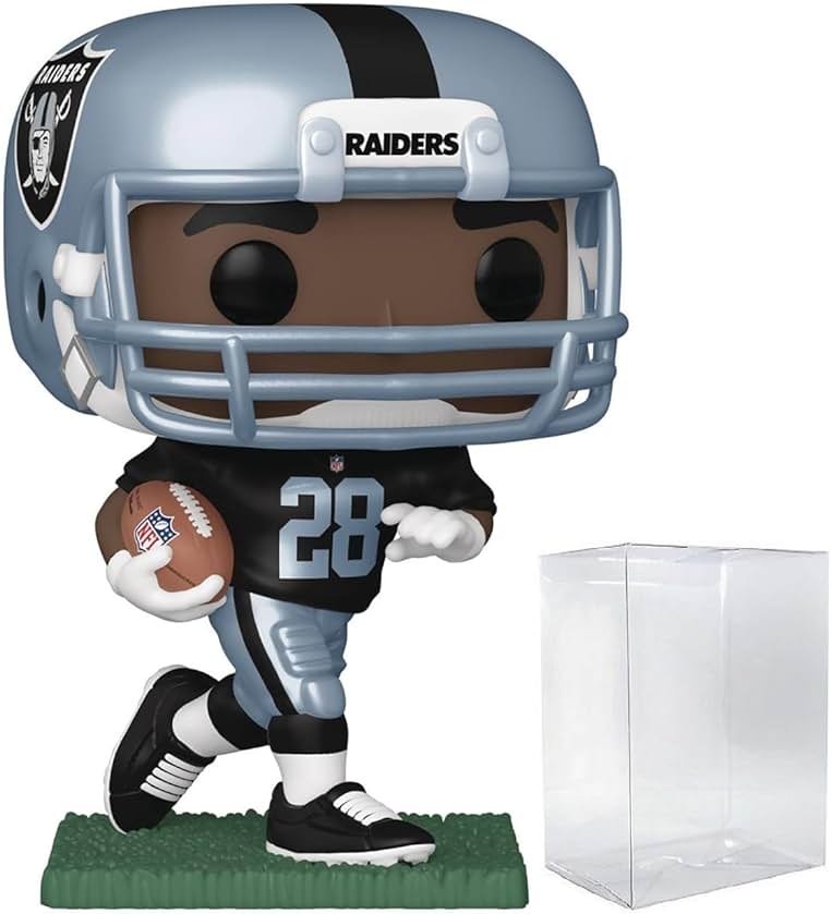 POP Football: Raiders - Josh Jacobs (Home Uniform) Funko Vinyl Figure (Bundled with Compatible Box Protector Case), Multicolor, 3.75 inches - Product Image