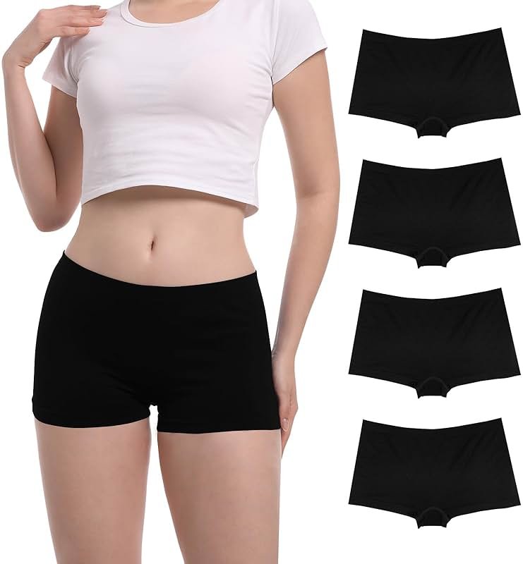 Seamless Boyshort Underwear For Women Nylon Spandex Boyshorts Panties Soft Stretch Boy Shorts Underwear MultiPack - Product Image