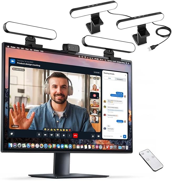 yAyusi Dual-lamp Video Conference Lighting, LED Streaming Light with Remote and Touch Control, Zoom Lighting for Computer,Webcam Laptop Monitor Ring Light for Video Calls/Zoom Meetings/Video Recording - Product Image