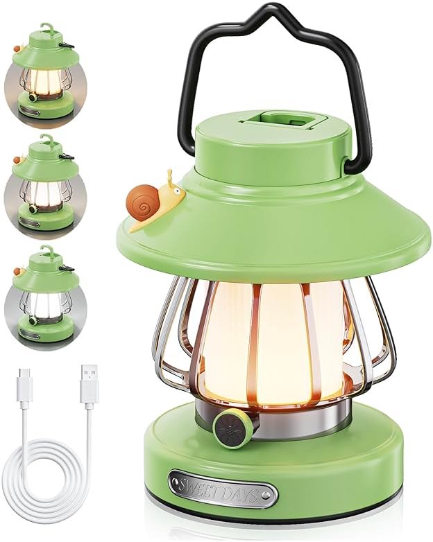 HOMY New Gear lamp for Kids Set Toddler Flashlight Convenient LED Light Rechargeable Battery Operated Outdoor Indoor Essentials Table Portable Night Light Green Gift Electric Camping Lanterns Snail - Product Image