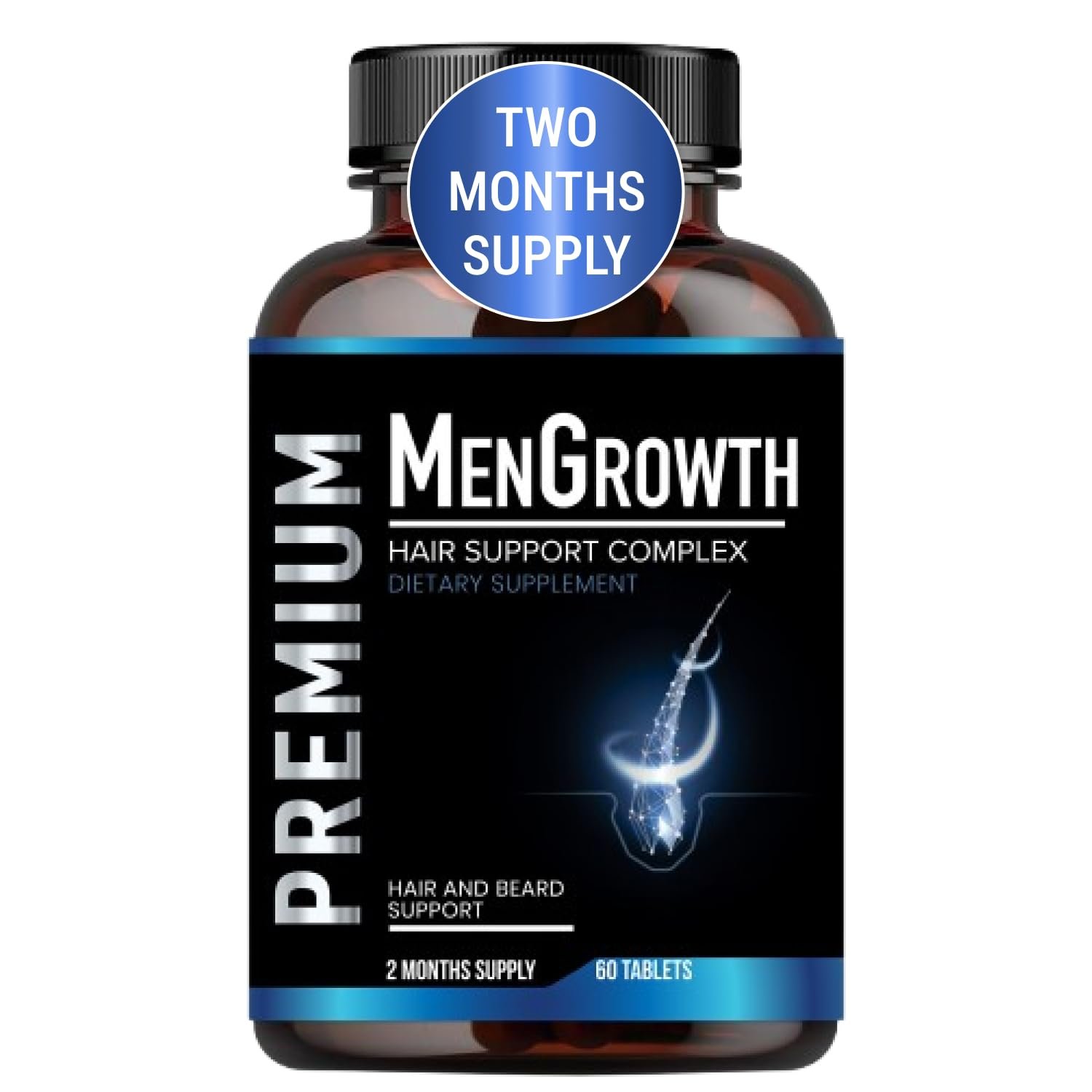 Mens Hair Growth-Hair Vitamins For Men. Anti Hair Loss Supplement, Regrow Hair & Beard Growth Pills With DHT Blocker For Thinning Hair & Hair Thickening With Biotin & Saw Palmetto.Thicker Fuller Hair - Product Image