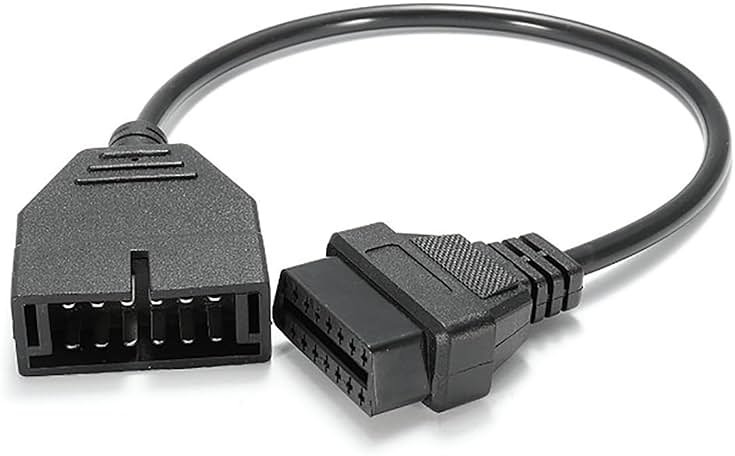 Flygun 1 PC OBD1 Scanner Connector, OBD1 to OBD2 GM Adapter, Scanning Diagnostic Extension Tool Cable Connector, Compatible with GM 12 Pin to OBD1 to OBD2 16 Pin Connector (Black) - Product Image
