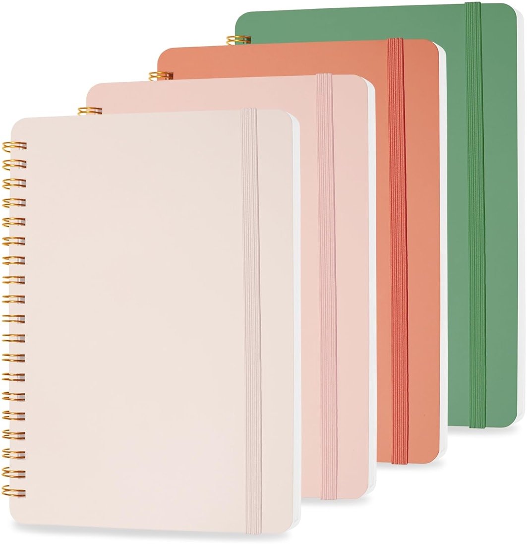 DMSVK 4 PCS Small Spiral Notebook 5x7, Spiral Journal Notebook, Notebooks for Work, Note Taking, School, Small Notebooks 5x7 with Strap, Cute Notebooks for Women 50 Sheets - Product Image